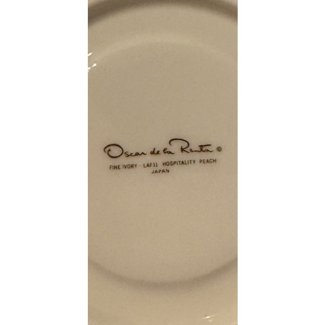 1980s Oscar De La Renta “Hospitality Peach” Ivory Demitasse Cups & Saucers – Set of 2 For Sale - Image 11 of 11