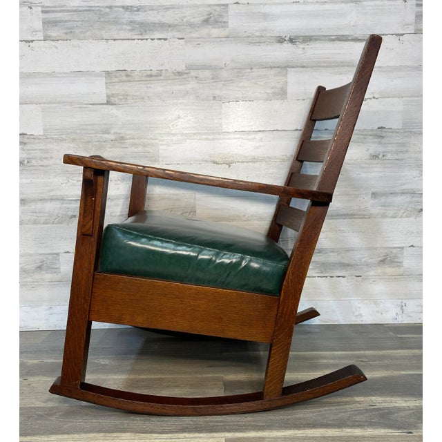 Charles Limbert Limbert Antique Mission Oak Rocker Rocking Chair For Sale - Image 4 of 7