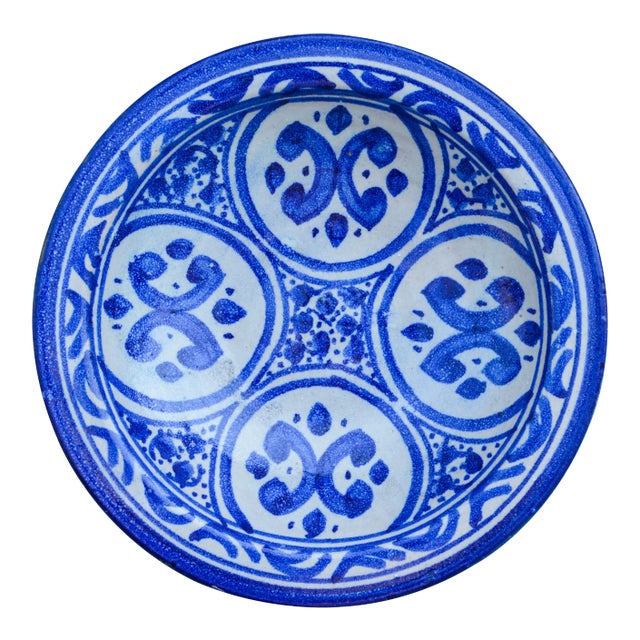 Blue Moroccan Ceramic Plate For Sale