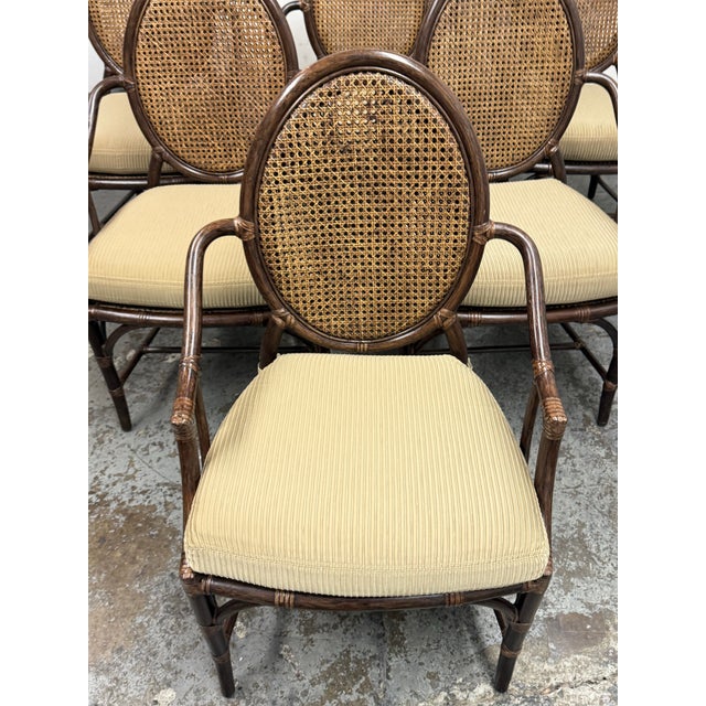 McGuire Furniture Double Cane Oval Back Dining Chairs, Set of Six For Sale - Image 9 of 12
