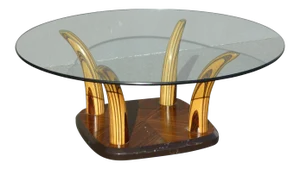 Vintage Henredon Tiger Wood Horn Cocktail Coffee Table by Henredon