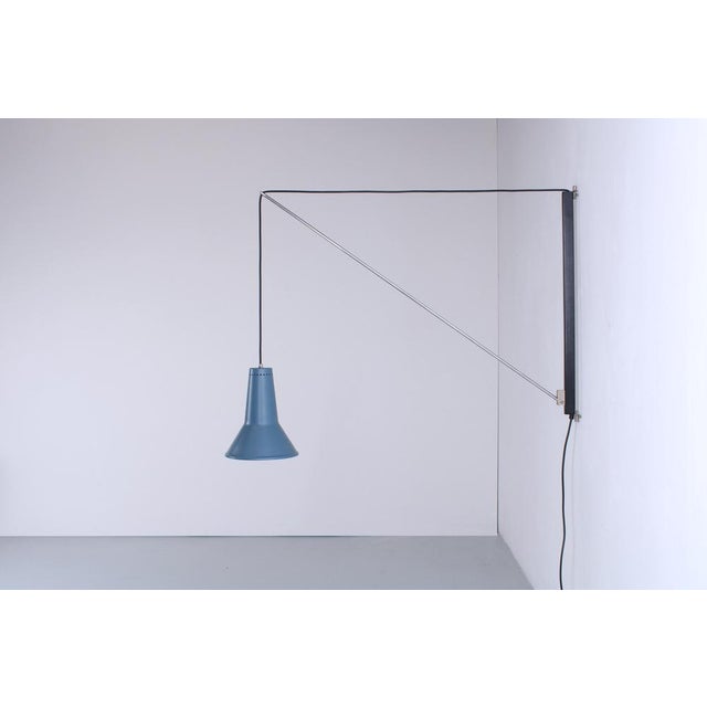 Petrol Blue Model 25 Adjustable Wall Lamp by W. Hagoort for Hagoort, 1950s For Sale - Image 18 of 18