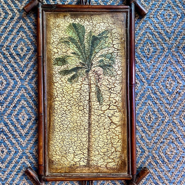 Vintage Bamboo Framed Palm Tree Wall Art For Sale - Image 4 of 11