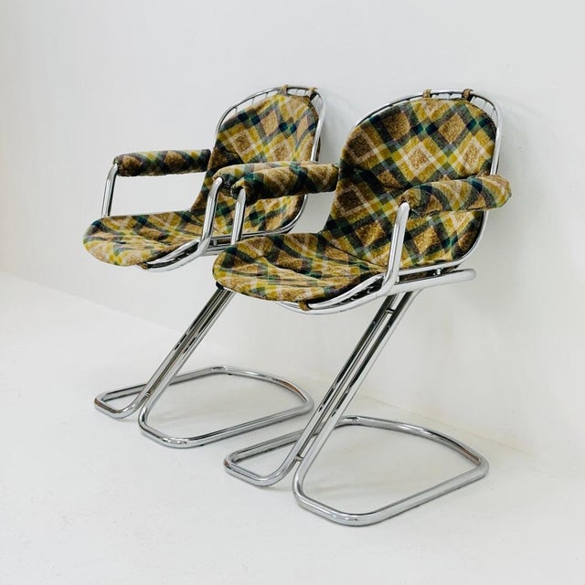 pace Age Chrome & Velvet Dining Room Chair by Gastone Rinaldi, 1970s For Sale - Image 3 of 5