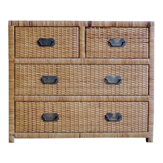 1960s Lacquered Rattan Bachelor Chest / Small Dresser For Sale