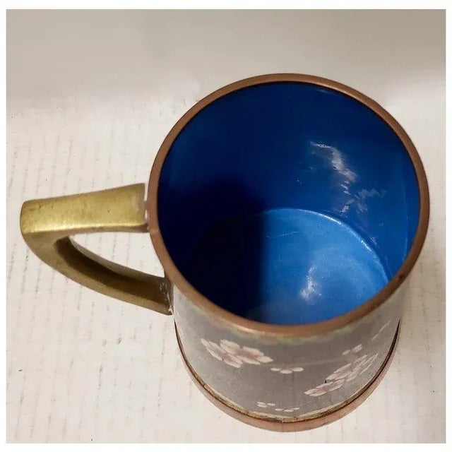 Cloisonne Mug With Yellow Flowers For Sale - Image 4 of 6