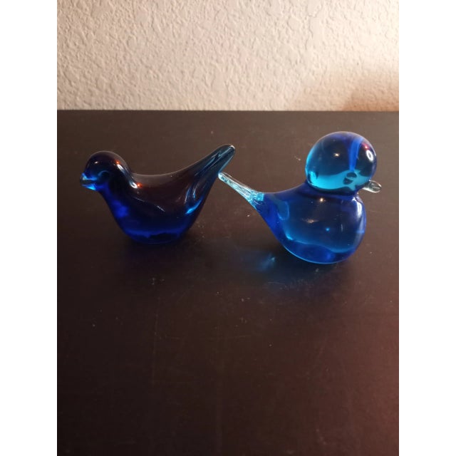 1980s 1980s Blue Art Glass Birds Set of 2. For Sale - Image 5 of 8