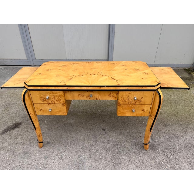 Wood Antique French Art Deco Writing Desk, 1890s For Sale - Image 7 of 10