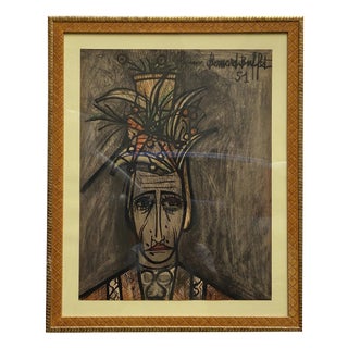 Bernard Buffet, Portrait, 1950, Artwork on Paper For Sale