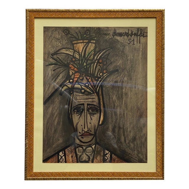 Bernard Buffet, Portrait, 1950, Artwork on Paper For Sale