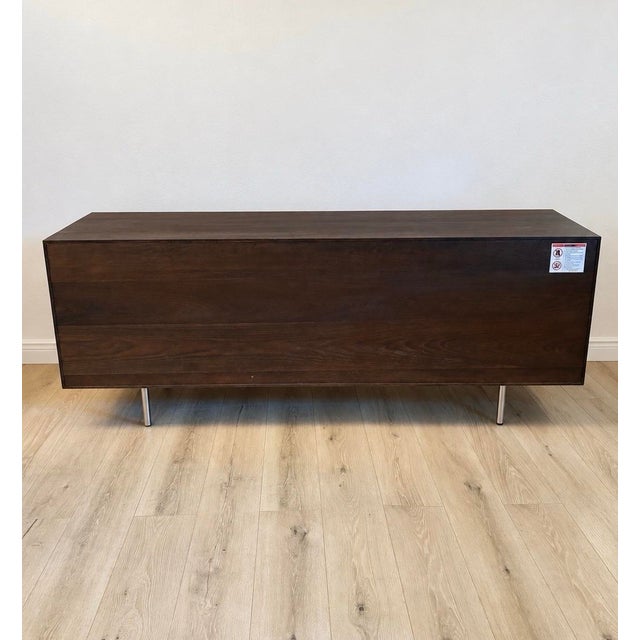 Seared Oak Sideboard With Polished Stainless Steel Inlay. For Sale - Image 4 of 8