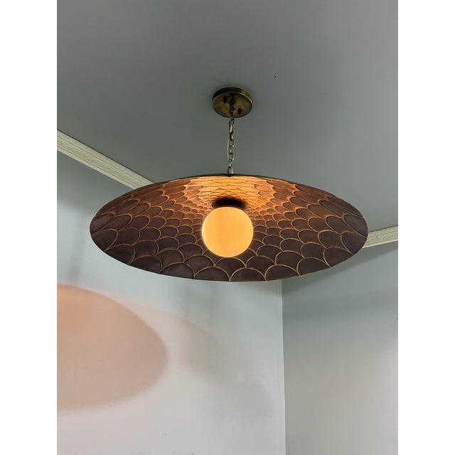Not Yet Made - Made To Order Fish Scales Style Brass Flush Mount Ceiling Light Fixture For Sale - Image 5 of 9