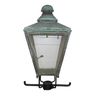 Antique 1870 Foster & Pullen English Verdigris Copper Street Lamp For Sale