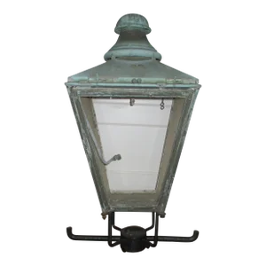 Antique 1870 Foster & Pullen English Verdigris Copper Street Lamp