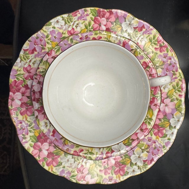 Royal Standard "Virginia Stock" Vintage Bone China Trio Tea Set - 3 Pieces For Sale In Providence - Image 6 of 6