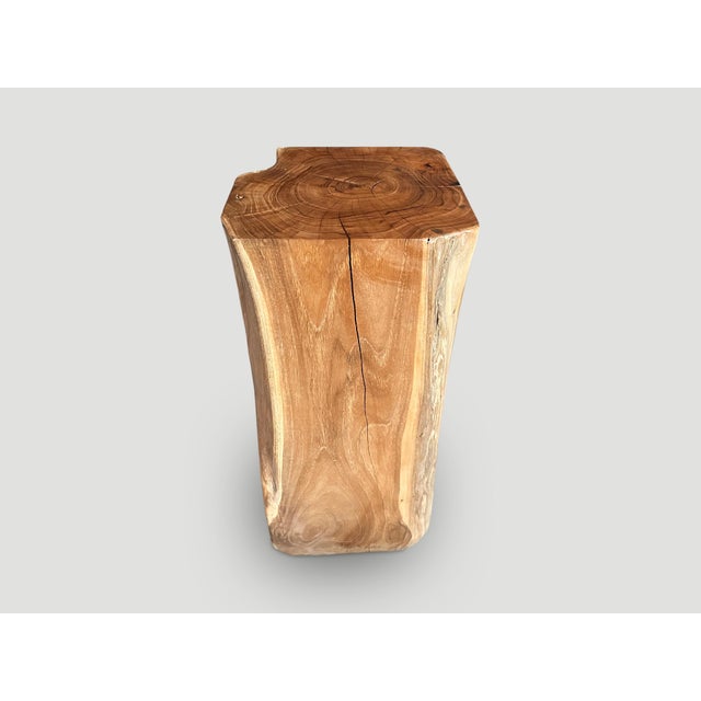 Andrianna Shamaris Organic Teak Wood Pedestal or Side Table For Sale - Image 4 of 6