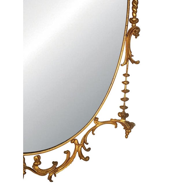 Wood Italian Baroque Brass Wall Mirror, 1960s For Sale - Image 7 of 18