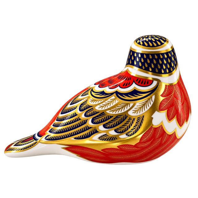 Chinoiserie 1994 Royal Crown Derby Imari Pheasant Bird Bone China Paperweight With Gold Stopper For Sale - Image 3 of 5