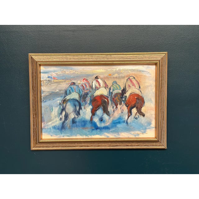 Richard Ingelsson, Jockeys, 1975, Oil on Canvas, Framed For Sale - Image 7 of 18