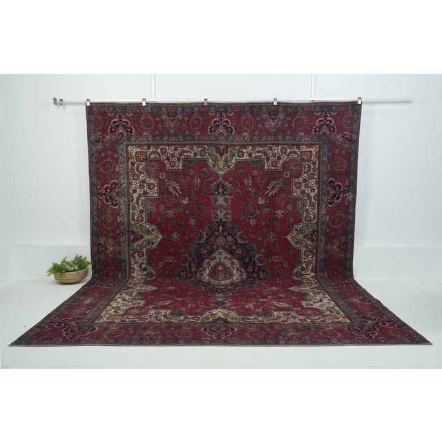 Vintage Persian Hand-Knotted area rug is a semi-antique vintage area rug. The '70s Eastern region of Persia's unique rug...