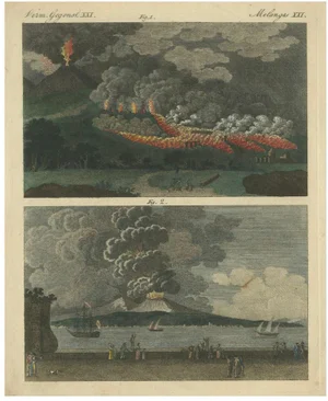 Johann Ludwig Bertuch, Mount Vesuvius Eruptions, 1798, Engravings on Paper, Set of 2