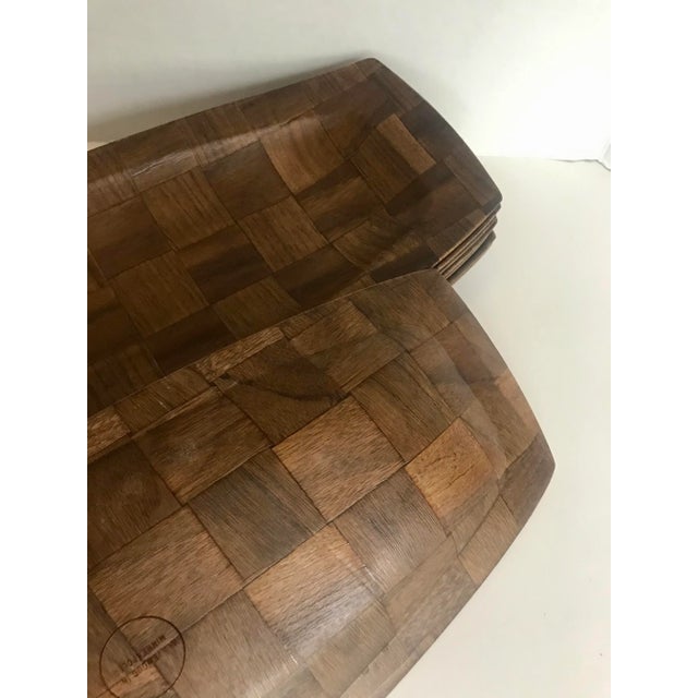 Mid-Century Modern Vintage Weavewood Surfboard Shaped Long Bowls - Set of 8 For Sale - Image 3 of 8