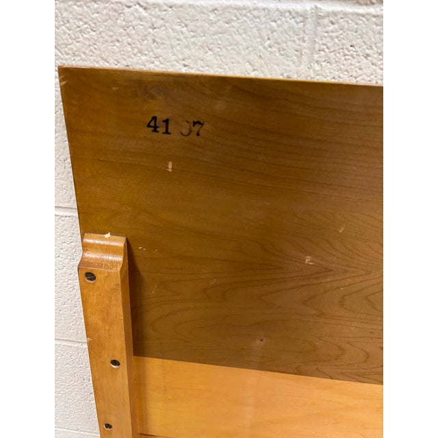 Vintage Twin Size Mid Century Modern MCM Inlaid Border Headboard With Bedframe For Sale - Image 9 of 9