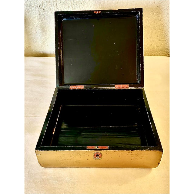 Vintage Japanese Gold Lacquered Wood Box For Sale - Image 12 of 15