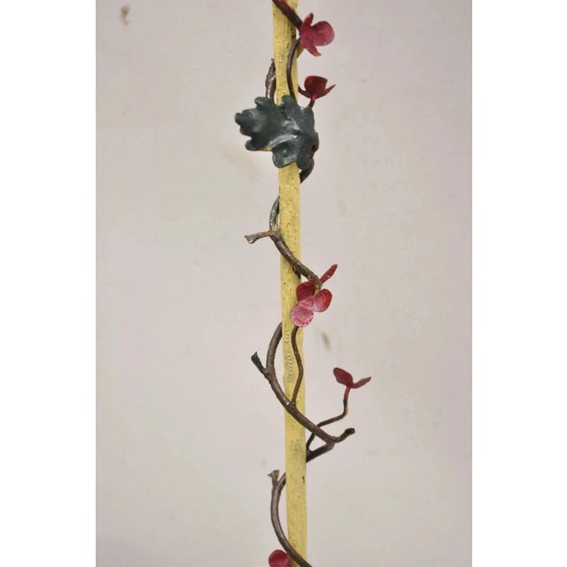 Antique Hendryx Art Nouveau Wrought Iron Bird Cage & Stand With Flowers and Vine For Sale - Image 9 of 12