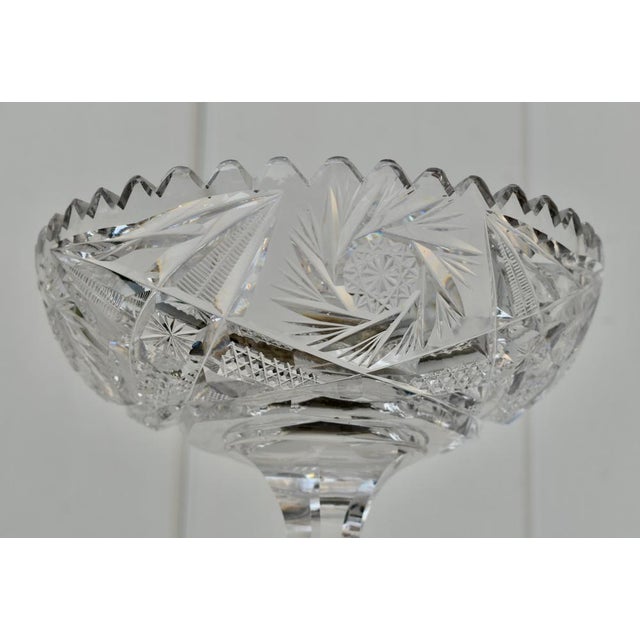 Vintage American Brilliant Cut Glass Tall Compote For Sale - Image 11 of 12