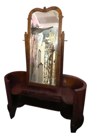 Art Deco Wooden Vanity with Adjustable Mirror, 1950s