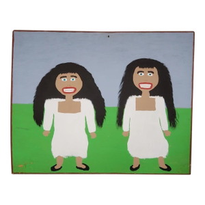 Large Jake j.t. McCord 1990s Outsider Folk Art Painting on Board