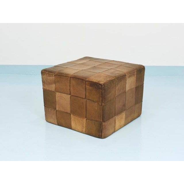 1970s Patchwork Leather Cube Ottoman from de Sede, Switzerland, 1970s For Sale - Image 5 of 18