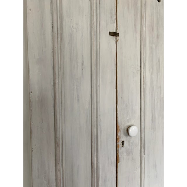 Early 19th Century Antique Whitewashed Pine Armoire Cabinet For Sale - Image 4 of 13