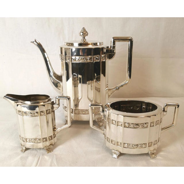 Coffee set, art deco, from neusilber early 20th century. Made by the swedish company c. G. Hallberg, stockholm. It...
