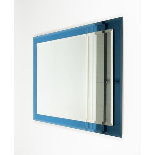 Blue Rectangular Wall Mirror with Blue Frame from FAB Crystal, Italy, 1980s For Sale - Image 8 of 12