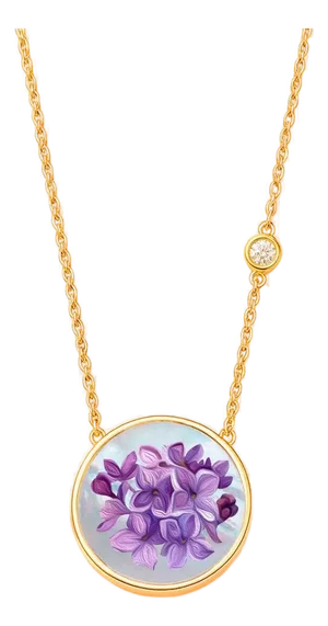 Lilac Flower, Carved Mother of Pearl Pendant