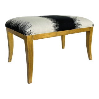 Currey & Company Abstract Modern Black and White Garson Ottoman For Sale