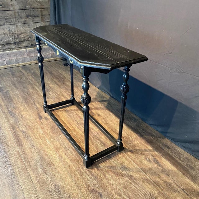 Black Ebonized Wood Spanish Sofa Table or Console With Turned Legs For Sale - Image 8 of 12