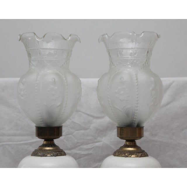 Pair of accent lamps Frosted glass shade Flowers decor Red roses Yellow lamp Table lamp Lampshade Table light Elegant...