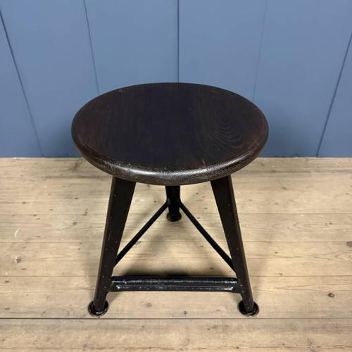 Black Stool with Dark Wooden Seat from Rowac, 1940s For Sale - Image 6 of 14