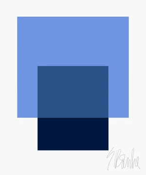 "The Interaction of French Blue and Navy Blue" Fine Art Print 45" X 55" by Liz Roache