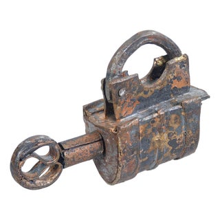 Antique 19th Century Bronze and Iron Padlock, Asia For Sale