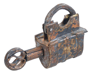 Antique 19th Century Bronze and Iron Padlock, Asia