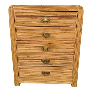 Vintage Gabriella Crespi Pencil Reed Rattan Tall Dresser For Sale
