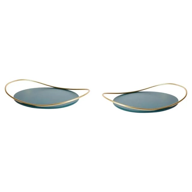 Contemporary Petrol Green Touché B Trays by Mason Editions, Set of 2 For Sale - Image 3 of 3