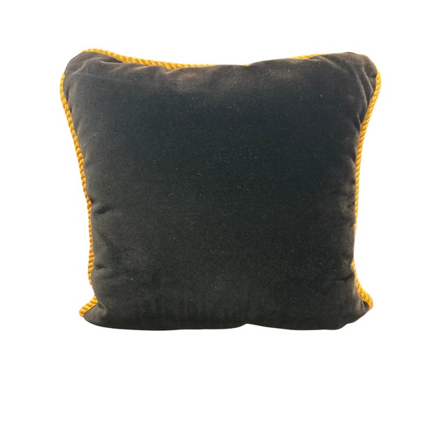 A striking vintage decorative pillow featuring an authentic Salvatore Ferragamo printed textile, identified by the ©...