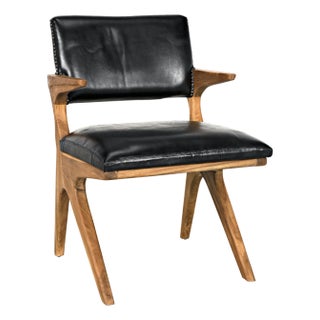 Dolores Chair, Teak with Leather For Sale