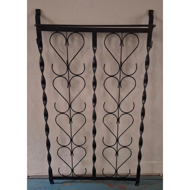 Mid-Century Wall-Mounted Wrought Iron Coat and Hat Rack, 1960s For Sale - Image 5 of 8