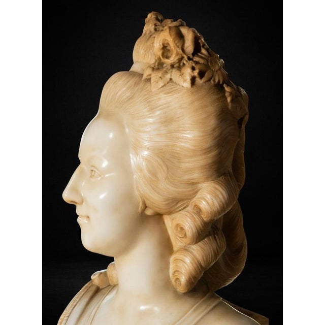 Unknown, Bust of Marie Antoinette, Carrara Marble For Sale - Image 4 of 9